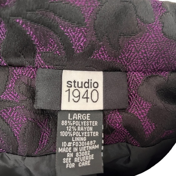 Clearance: Studio 1940 BLAZER Purple With Textured Black Flowers Large - Picture 5 of 8